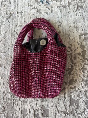 Pink Crystal Embellished Evening Tote
